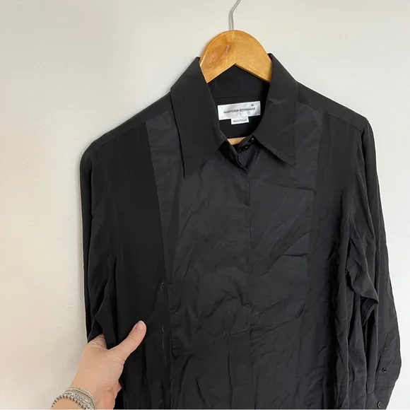 Victoria Beckham Contrast Bib Shirt in Black Size 2 NWOT - Picture 7 of 9